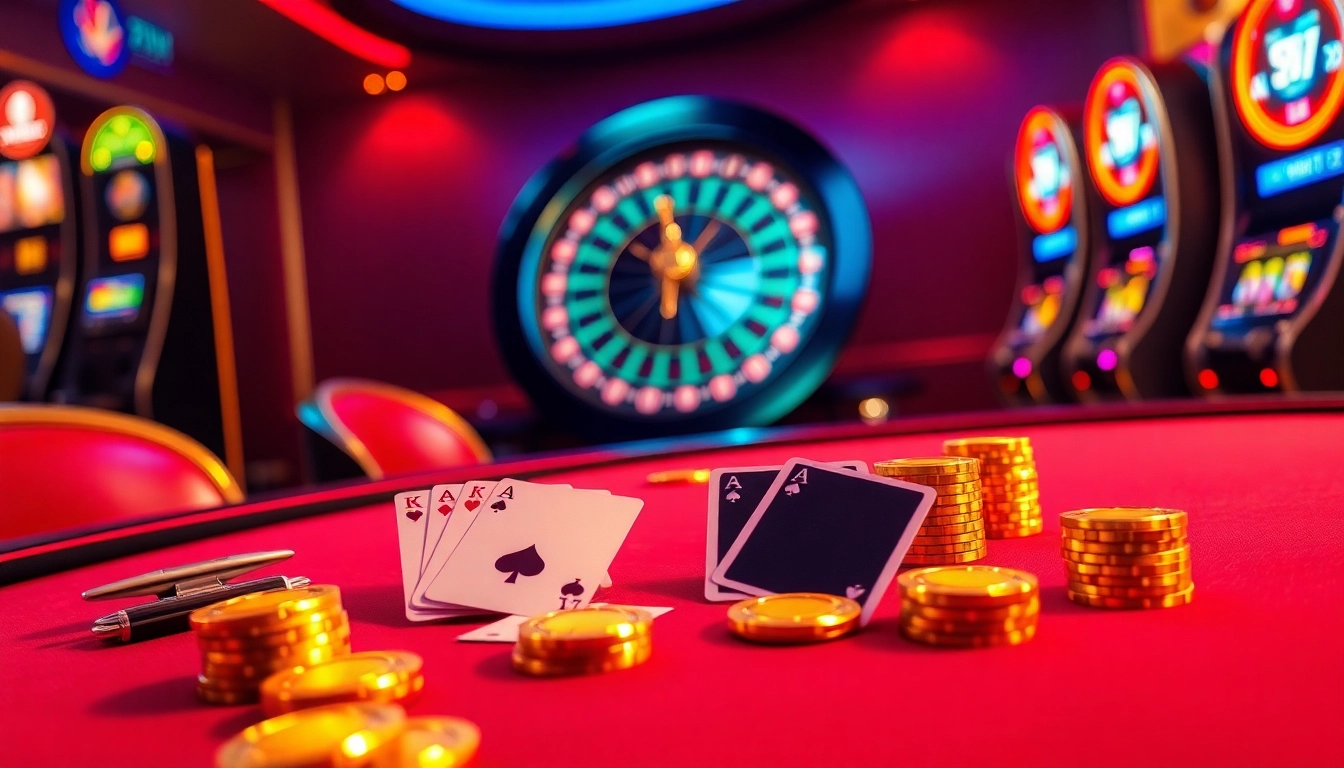 XSMB247 betting experience featuring luxurious casino elements and vibrant gambling action.