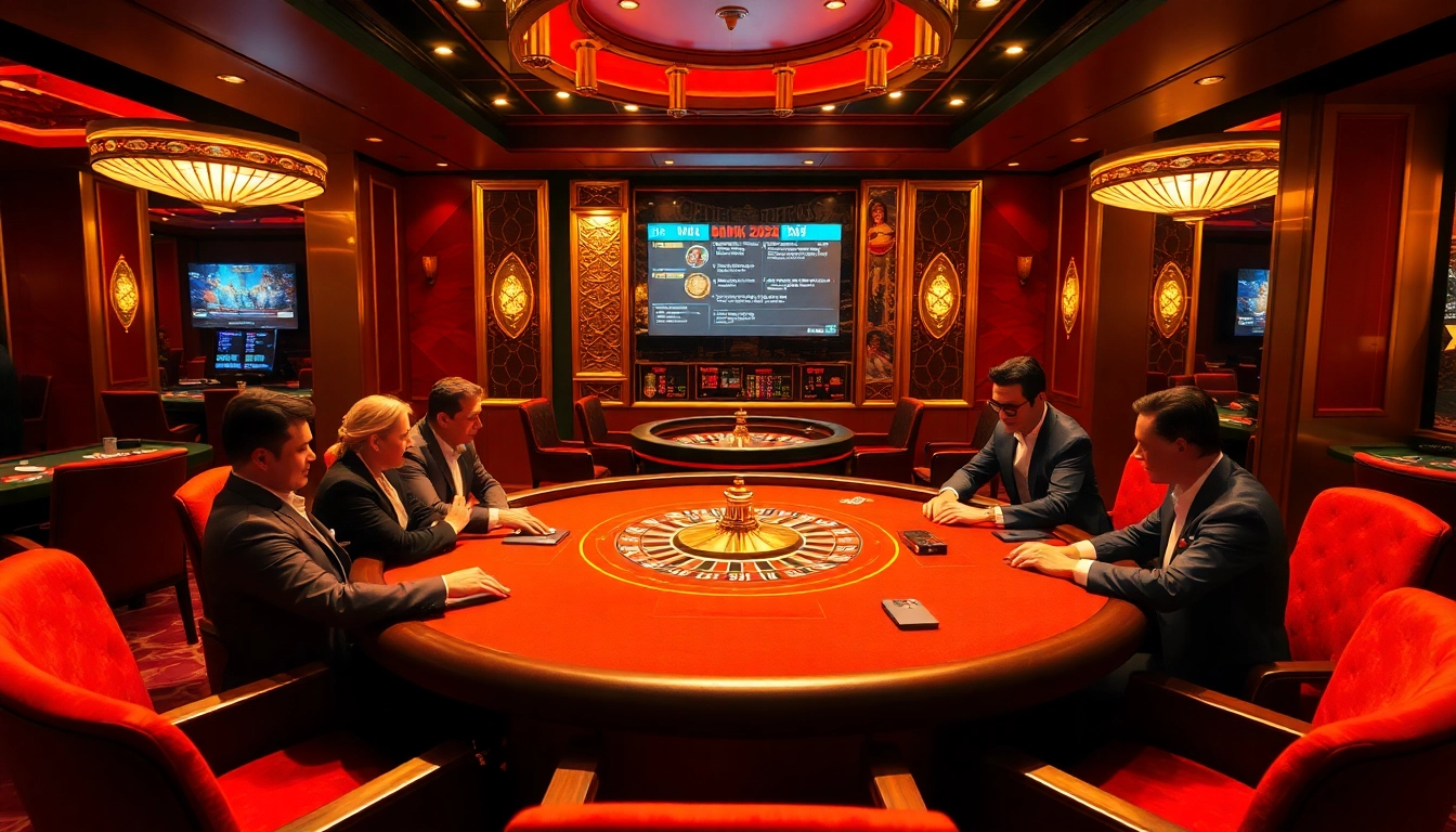 Engaged players strategizing at a poker table under the theme hidden wiki 2026 in a luxurious casino.