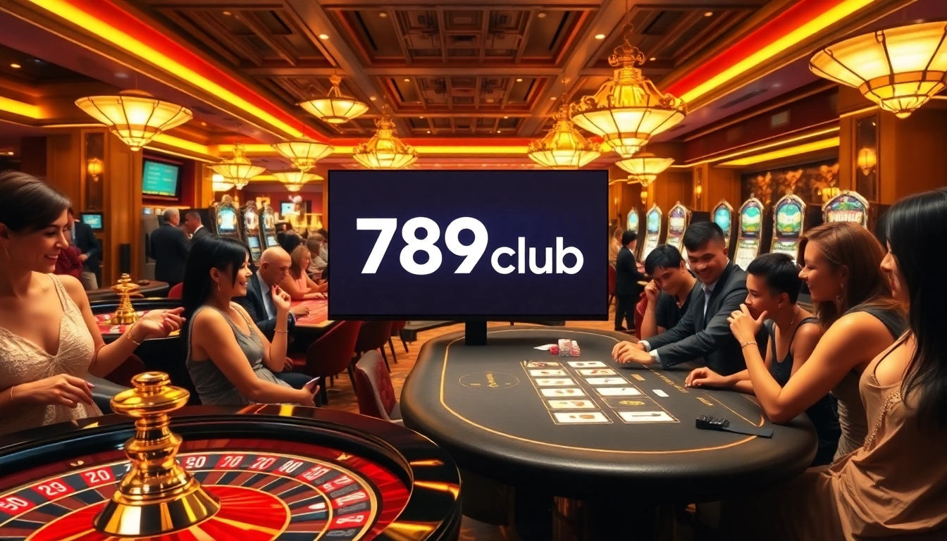 Players enjoying intense games at 789club's luxurious casino tables.