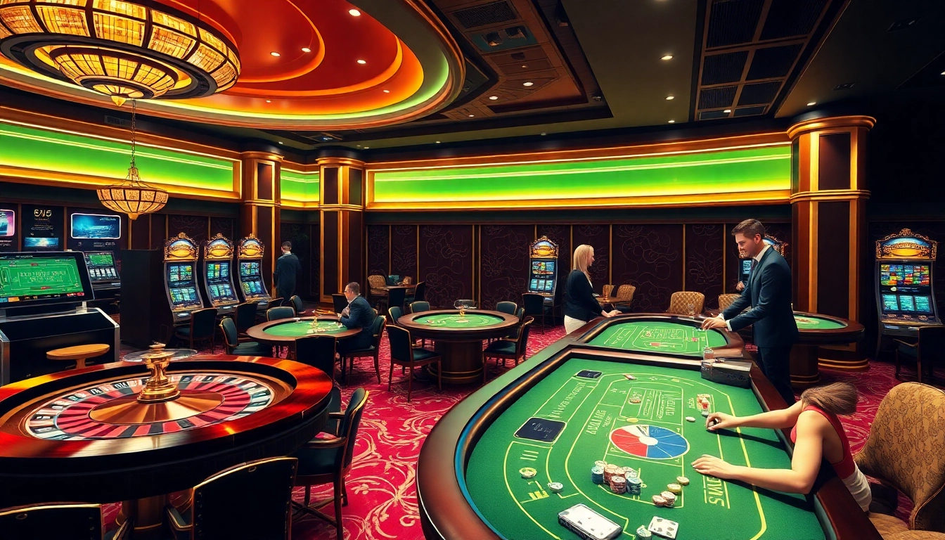 Experience the excitement of online gaming at Website kubet, featuring vibrant casino tables and lively players.