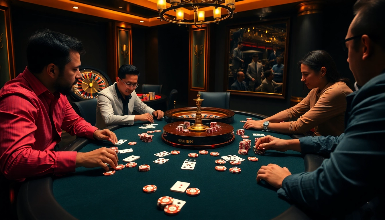 Engaging poker game scene showcasing mm88 link for online betting excitement.