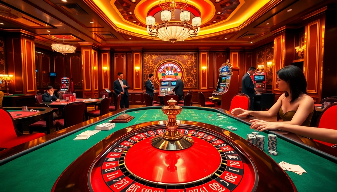 An exciting gameplay scene at 88i casino with engaging roulette table, poker chips, and golden lighting.