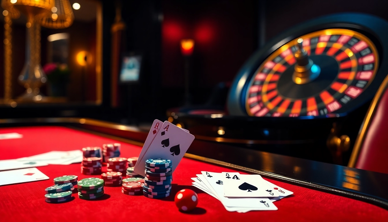 RR88 casino table scene showcasing luxury and excitement in gambling.