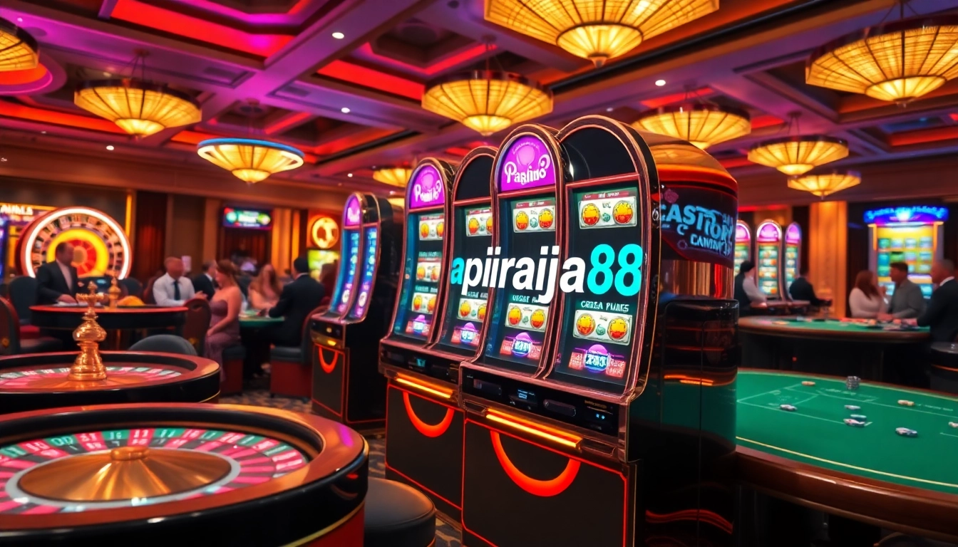 Experience the excitement of slot apiraja88 in a luxurious casino setting with vibrant machines.