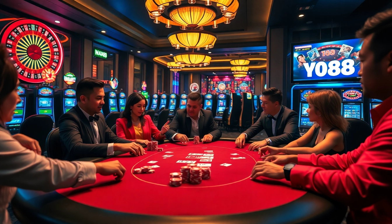Engaging poker action at nhà cái Man88 with vibrant casino atmosphere and professional gameplay.