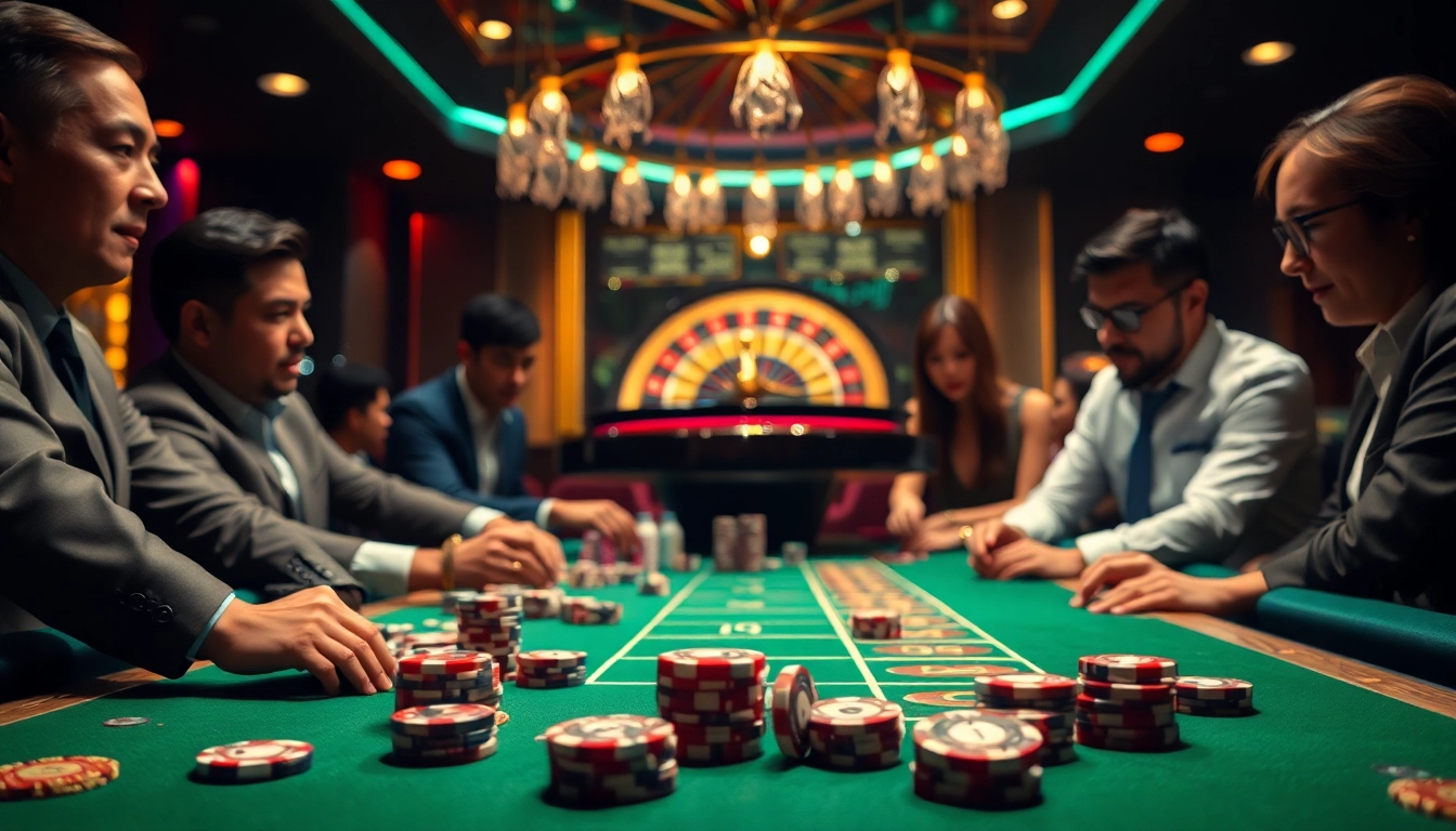 Experience high-stakes gaming at https://nh88vn.com/ with vibrant casino tables and engaged players.